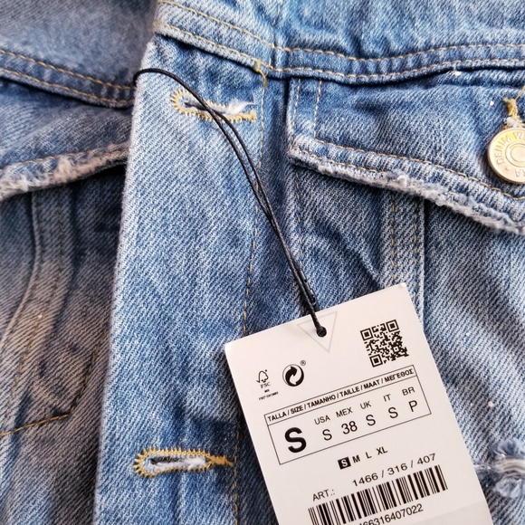 Zara Printed Critical Thinker Denim Jacket, Size S - Picture 14 of 16